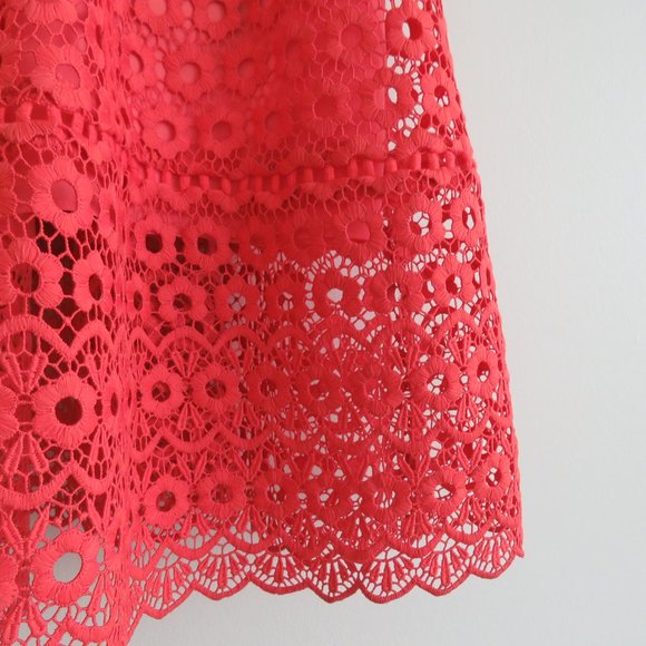 J.CREW Peach Coral Daisy Lace Spaghetti Strap Midi Dress - Size US 14 - Picture 8 of 16